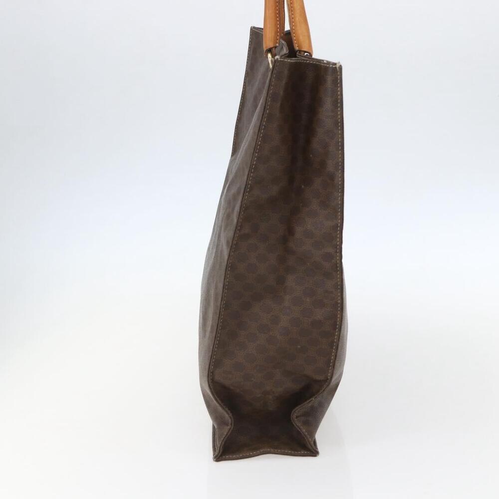 CELINE Macadam Canvas Hand Bag PVC Leather Brown Gold Auth gh1448 - Picture 4 of 16